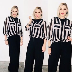 Striped shirt black and white shirt size XL